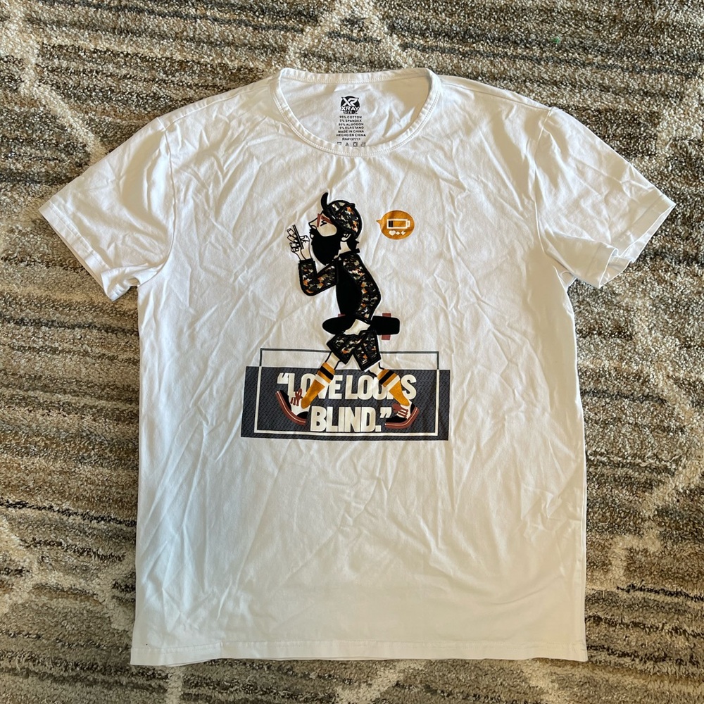 White Graphic T-Shirt with Embroidery Design
